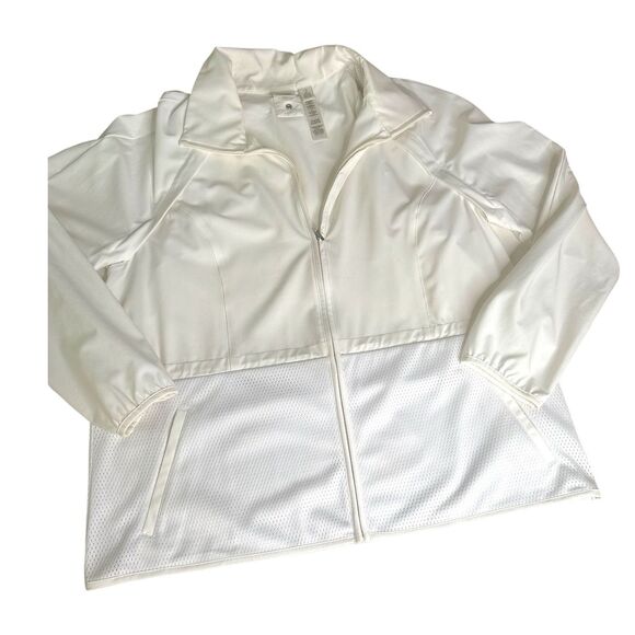 Chico’s Zenergy Golf White Zip  Convertible Jacket  Mesh Vent Activewear  Size 2 - Picture 3 of 12